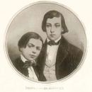 Henryk Wieniawski z bratem Józefem, Litografia, 1851. Zbiory Rosyjskiej Biblioteki Narodowej w Moskwie. / Henryk Wieniawski with his brother Joseph. Litography, 1851. Collection of Russian State Library in Moscow.